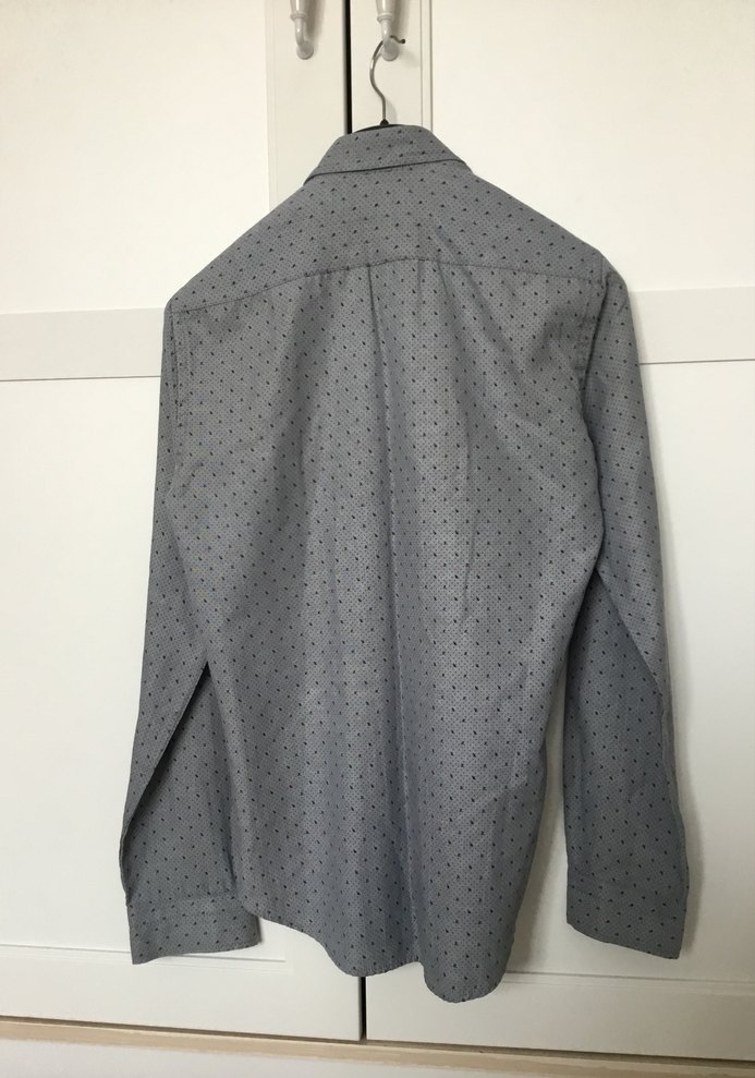 Uzun Kollu Gri Pamuklu Erkek Gömlek - Görsel 5