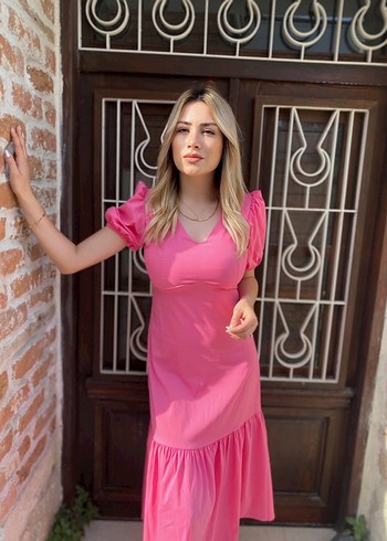 Pembe Bohem Uzun Elbise - Görsel 2