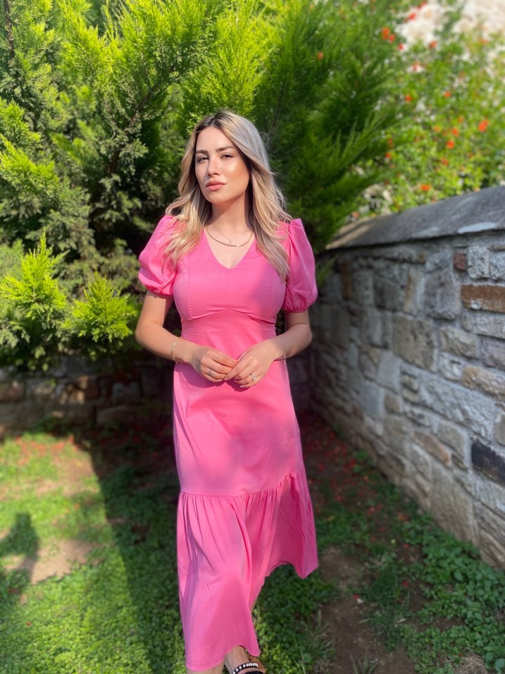 Pembe Bohem Uzun Elbise - Görsel 3