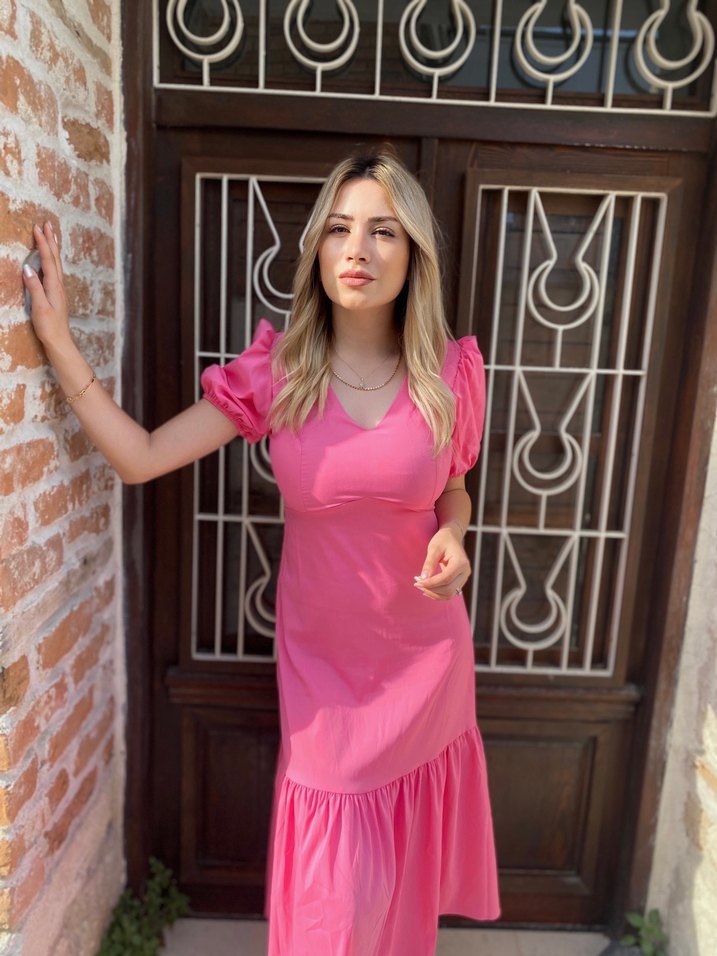 Pembe Bohem Uzun Elbise - Görsel 2