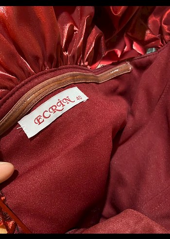 Bordo İşlemeli Uzun Abiye Elbise - Görsel 5