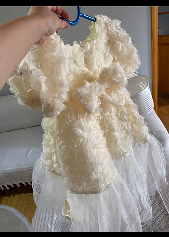 Kız Çocuk Beyaz güllü abiye - Görsel 2