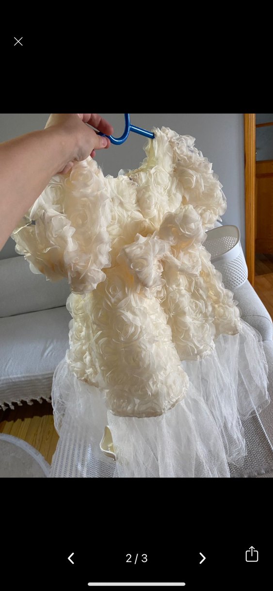 Kız Çocuk Beyaz güllü abiye - Görsel 3