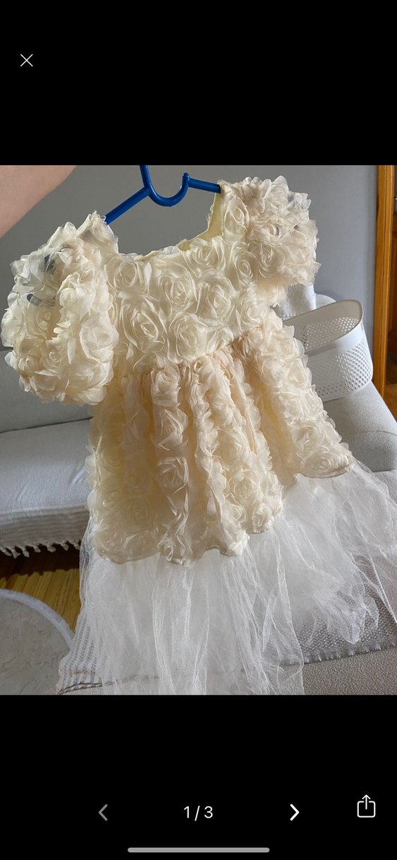 Kız Çocuk Beyaz güllü abiye - Görsel 4