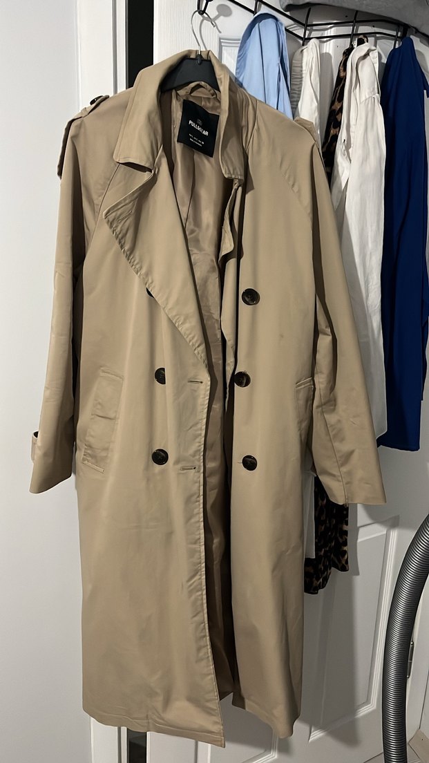 Bej Midi Kadın Trençkot, Düğmeli, Pamuklu - Görsel 3