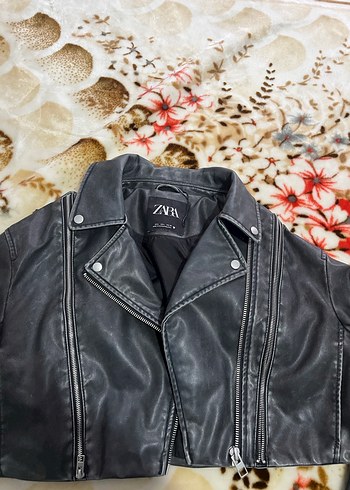 Siyah Deri Biker Ceket - Zebra Desenli - Görsel 2
