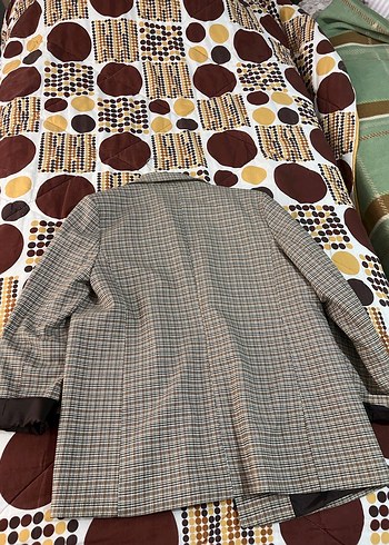 Kadın Gri Kareli Düğmeli Blazer Ceket - Görsel 3