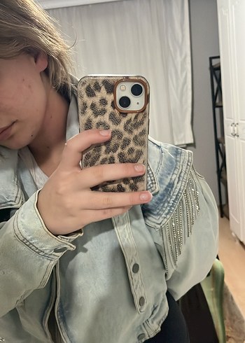 Gri Bağcıklı Tie-Dye Denim Ceket - Görsel 4