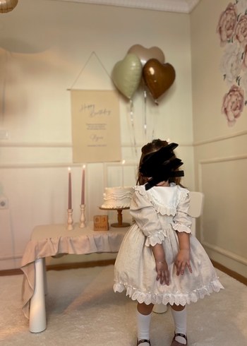 Fistolu dantelli 4-5 yaş kız çocuk elbise - Görsel 3