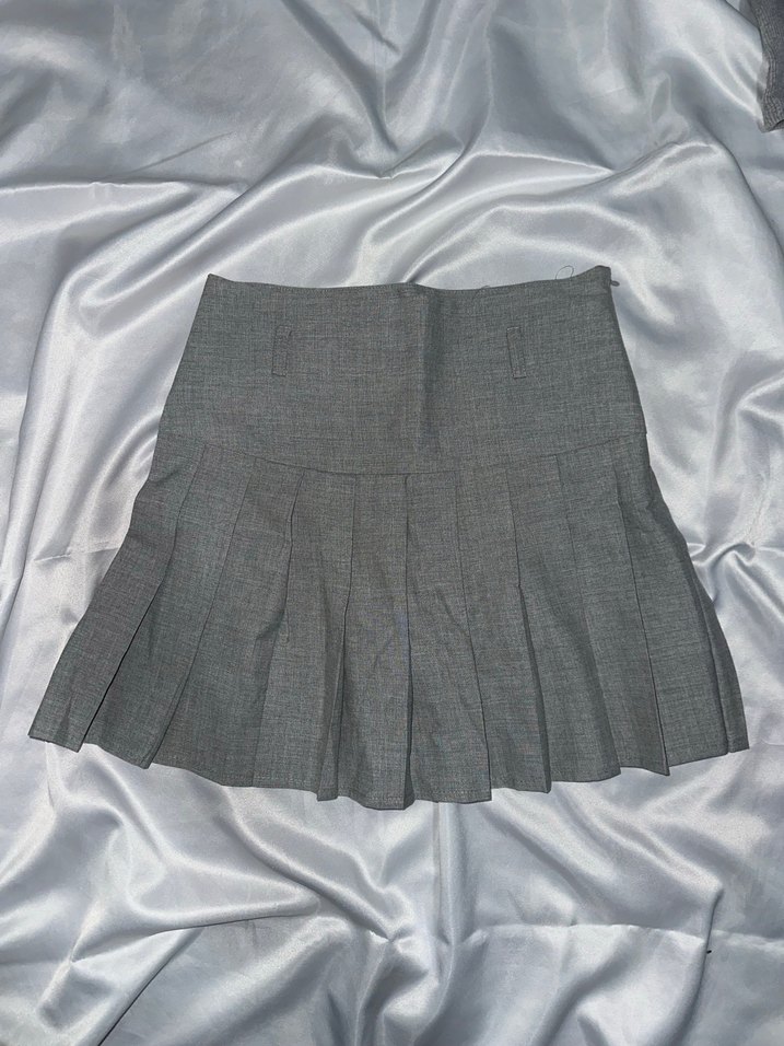 Gri Pliseli Midi Etek - Görsel 3