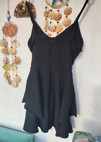 Siyah Askılı Kısa Kadın Elbise - Görsel 4