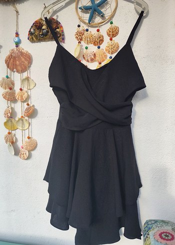 Siyah Askılı Kısa Kadın Elbise - Görsel 2