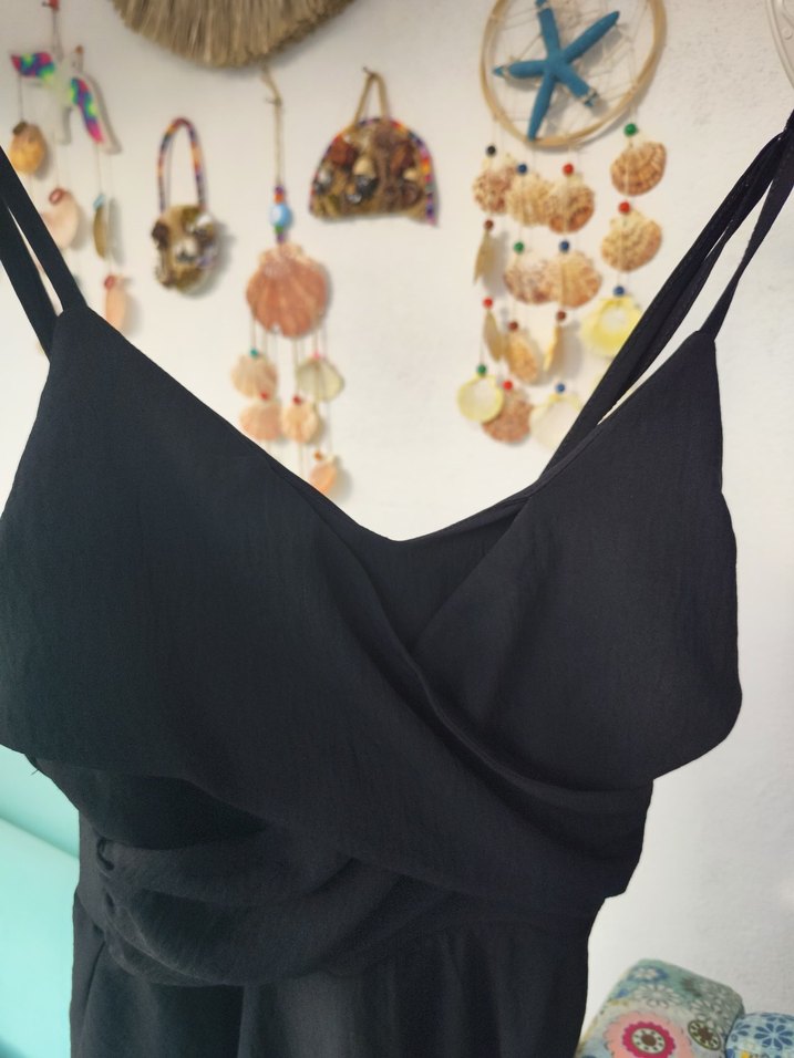 Siyah Askılı Kısa Kadın Elbise - Görsel 3