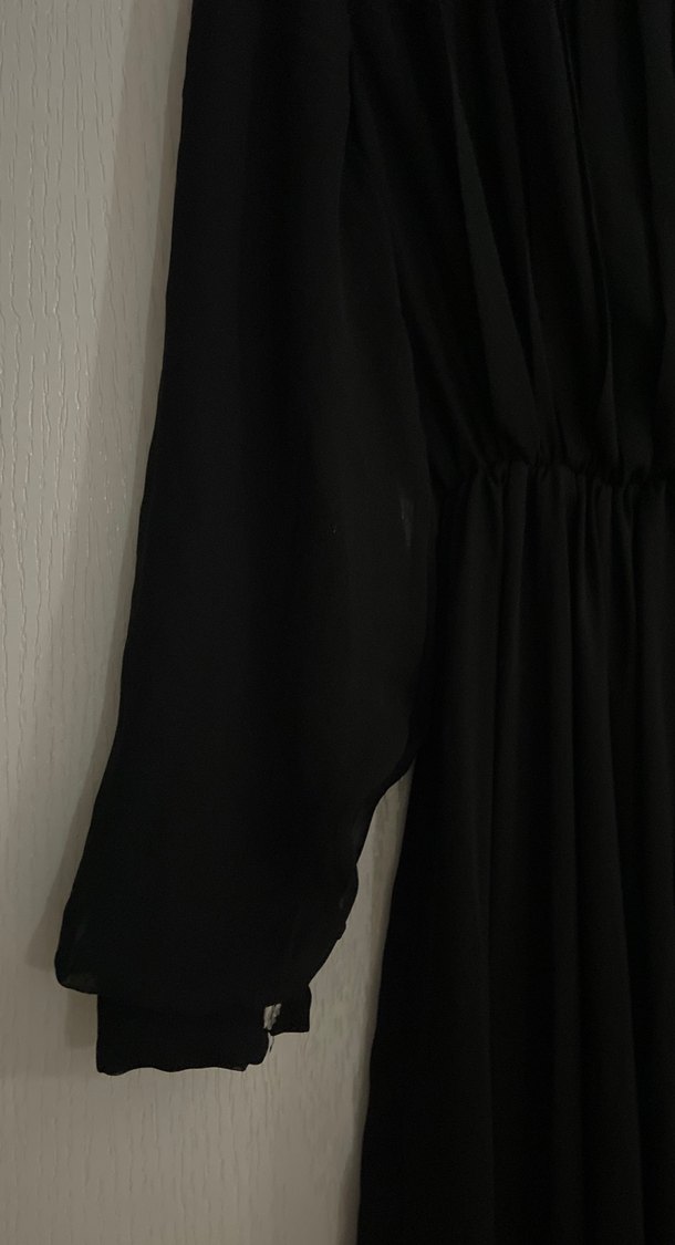 Siyah Uzun Kollu Gotik Uzun Elbise - Görsel 3