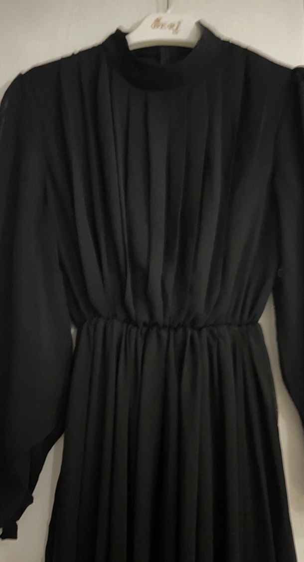 Siyah Uzun Kollu Gotik Uzun Elbise - Görsel 2