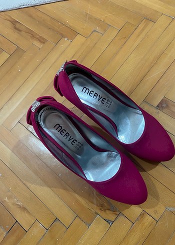 Bordo Süet Tokalı Yüksek Topuklu Stiletto - Görsel 3