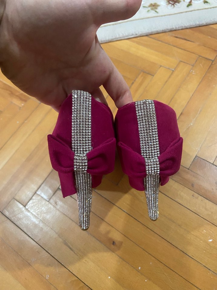 Bordo Süet Tokalı Yüksek Topuklu Stiletto - Görsel 2