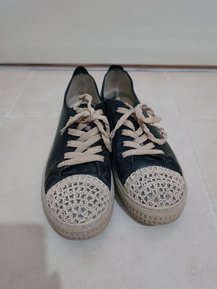 siyah krem Minimalist Kadın Stiletto Sneakers - Görsel 2