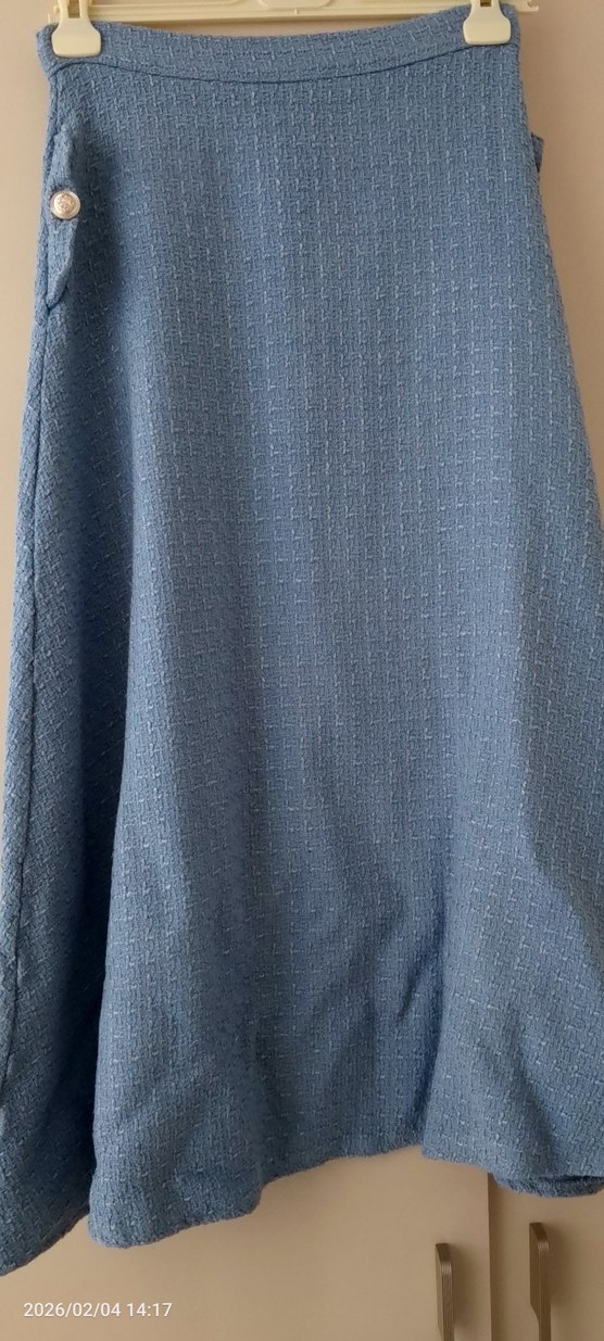 Düğmeli Mavi Kadın Denim Ceket - Görsel 4