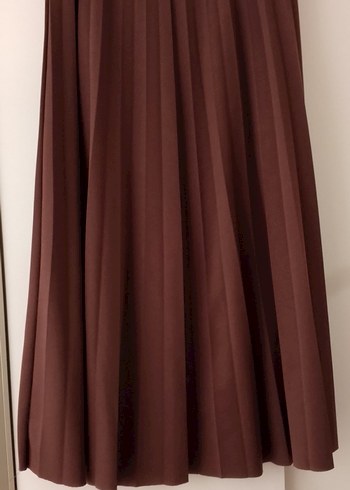 Kahverengi Pilili Uzun Kadın Etek - Görsel 2