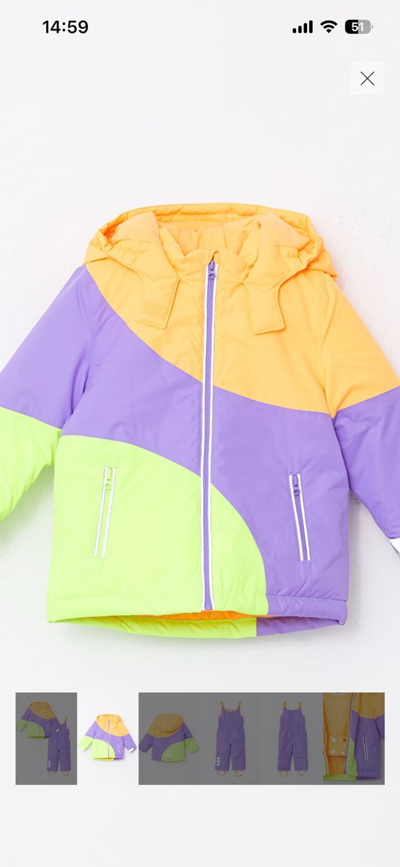 LCW Baby Renk Bloklu Bebek Kız Kayak Montu - Görsel 3