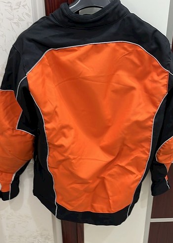 Turuncu Siyah Erkek Biker Ceket - Görsel 2