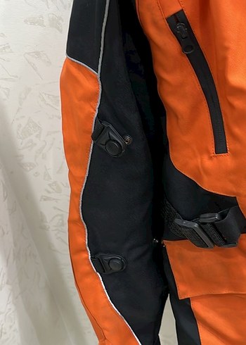 Turuncu Siyah Erkek Biker Ceket - Görsel 5