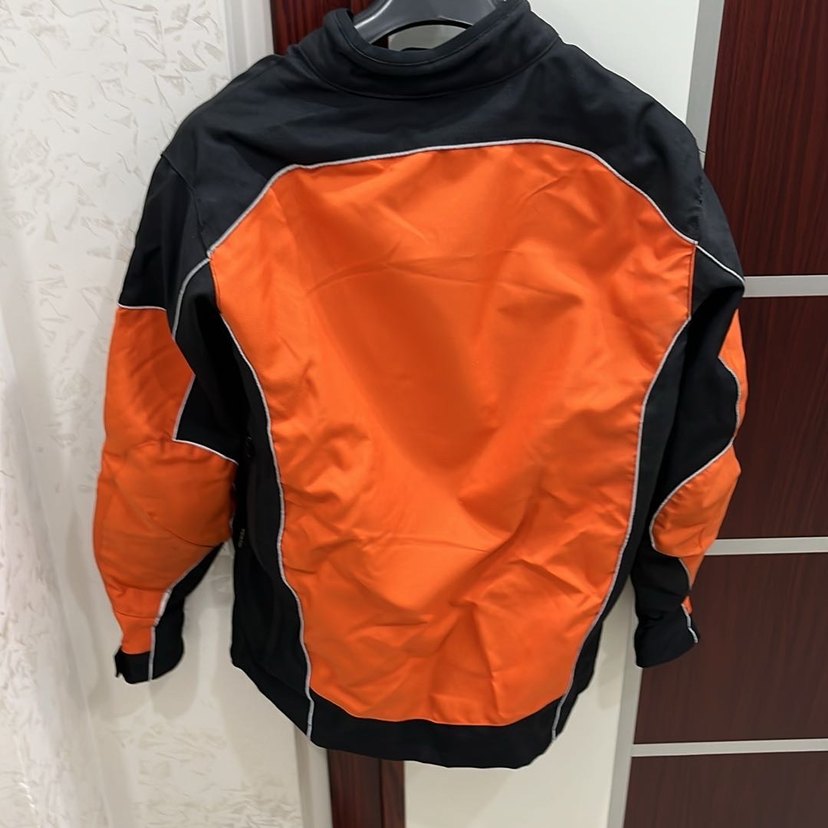 Turuncu Siyah Erkek Biker Ceket - Görsel 2