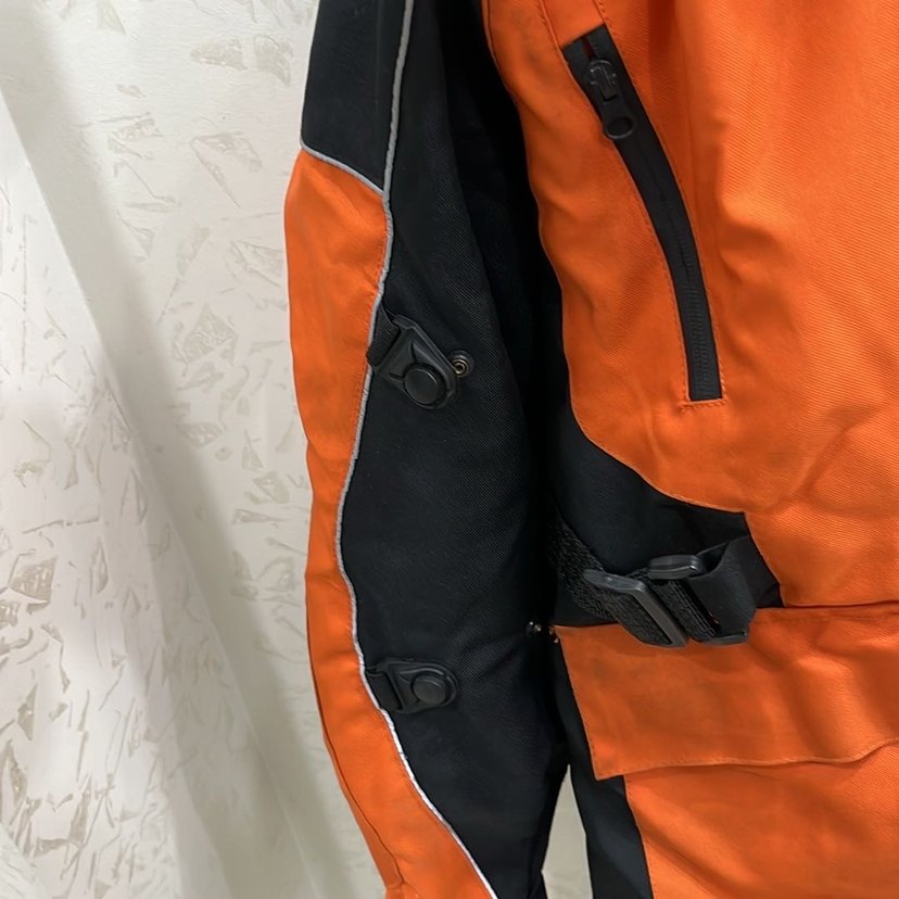 Turuncu Siyah Erkek Biker Ceket - Görsel 5