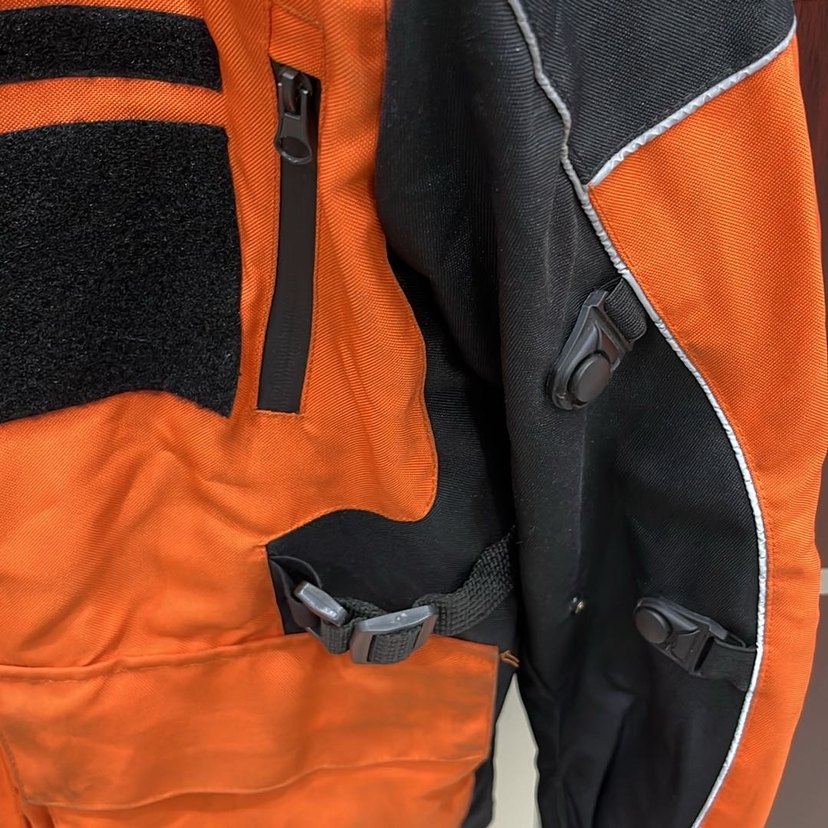 Turuncu Siyah Erkek Biker Ceket - Görsel 4