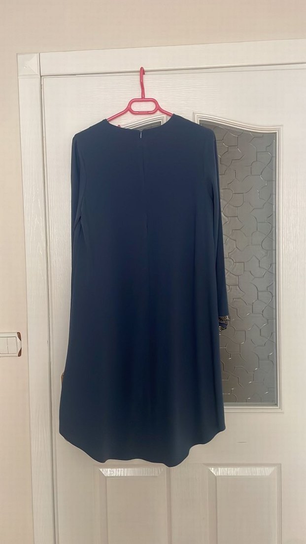 Petrol Mavisi Uzun Kollu Salaş Tunik - Görsel 3