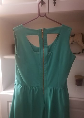 Su Yeşili Drapeli Kolsuz Elbise - Görsel 3