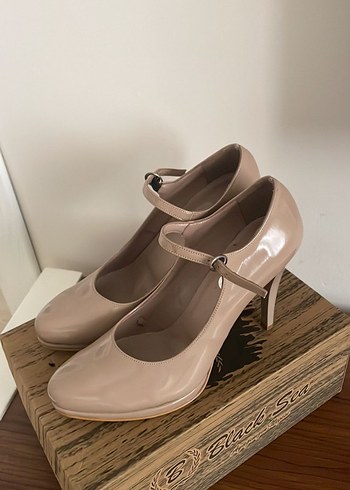 Bej Tokalı Topuklu Kadın Ayakkabı - Görsel 2