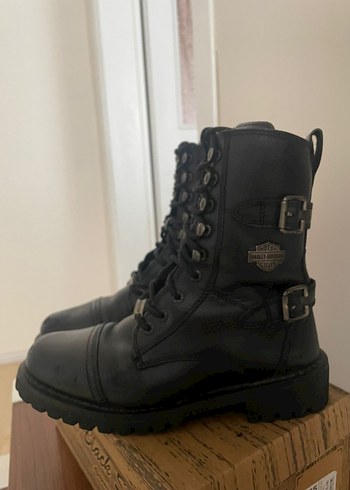 Harley Davidson Siyah Deri Biker Bot - Görsel 3