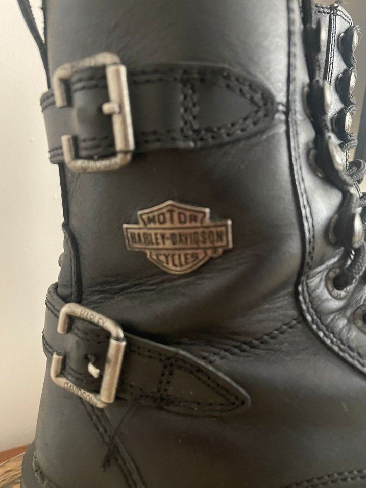 Harley Davidson Siyah Deri Biker Bot - Görsel 2