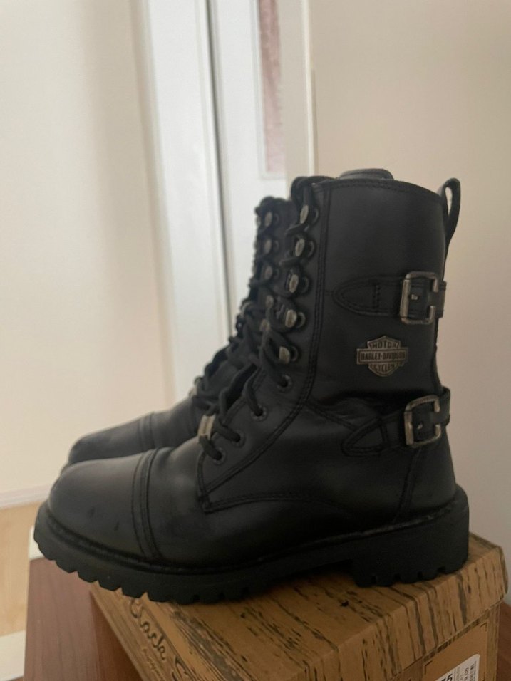 Harley Davidson Siyah Deri Biker Bot - Görsel 3