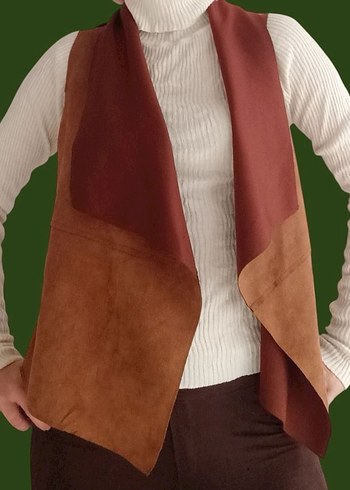 Levure Kadın Süet Kahverengi Yelek - Görsel 5