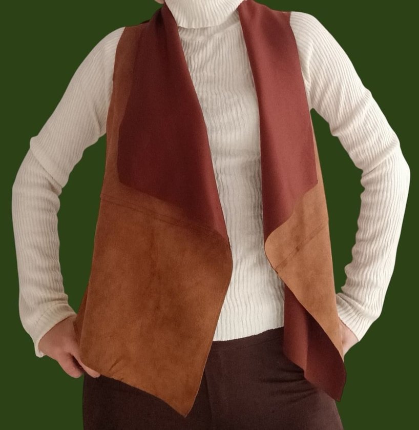 Levure Kadın Süet Kahverengi Yelek - Görsel 5