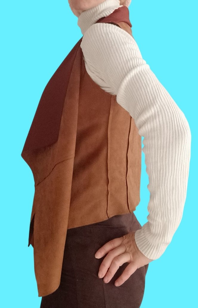 Levure Kadın Süet Kahverengi Yelek - Görsel 4