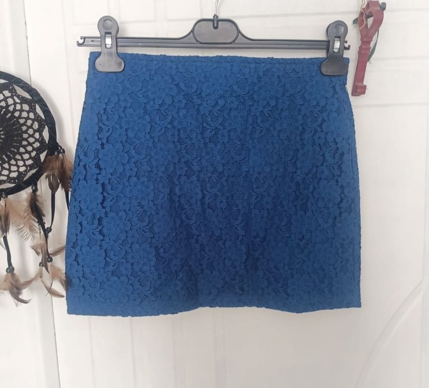 Koton Mavi Dantel Mini Etek - Görsel 2