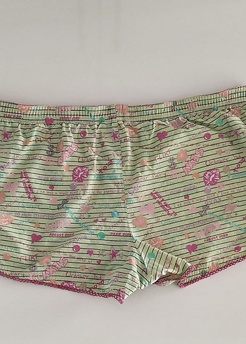 Renkli Dekoratif Düğmeli Kadın %100 Pamuk Mini Şort - Görsel 2