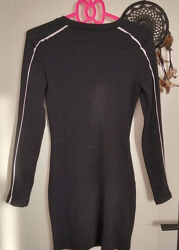 Uzun Kollu Siyah Mini Spor Elbise - Görsel 3