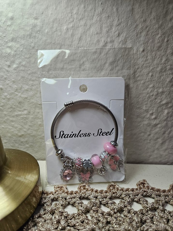 Pembe Charm Çelik Bileklik - Görsel 2