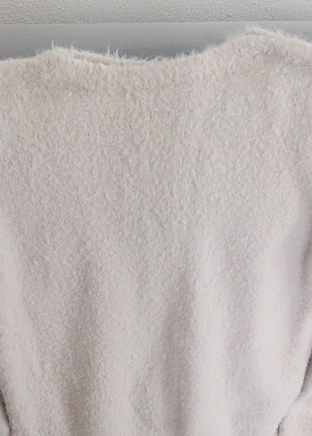 Beyaz Kadın Triko Sweatshirt - Görsel 2