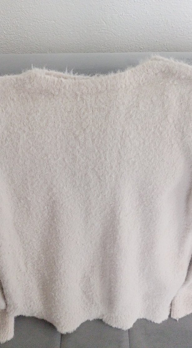 Beyaz Kadın Triko Sweatshirt - Görsel 2