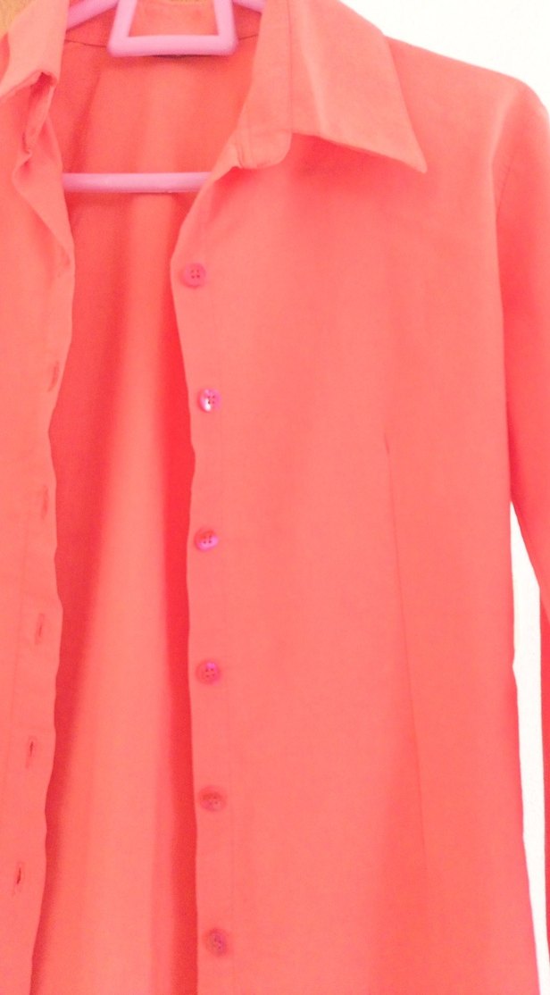 Düğmeli Parlak Pembe Kadın Gömlek - Görsel 2
