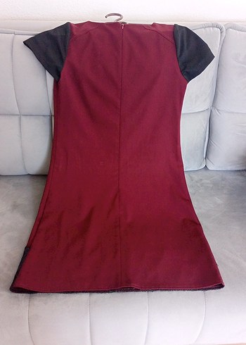 Bordo V Yaka Kısa Kollu Hamile Tunik - Görsel 4