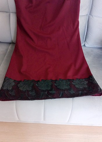 Bordo V Yaka Kısa Kollu Hamile Tunik - Görsel 3