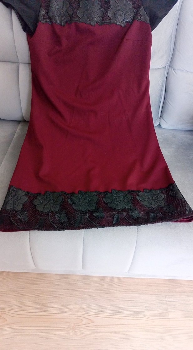 Bordo V Yaka Kısa Kollu Hamile Tunik - Görsel 3