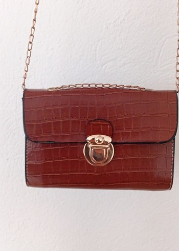 Kahverengi Deri Yılan Desenli Kadın Çanta - Görsel 2